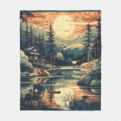 Scandinavische Retro Art berg huis Fleece Deken (Voorkant)