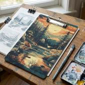 Scandinavische Retro Art berg huis Klembord