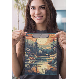 Scandinavische Retro Art berg huis Klembord