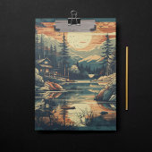 Scandinavische Retro Art berg huis Klembord