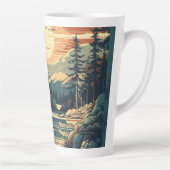 Scandinavische Retro Art berg huis Latte Mok (Rechts)