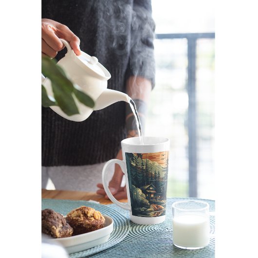 Scandinavische Retro Art berg huis Latte Mok