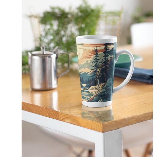 Scandinavische Retro Art berg huis Latte Mok