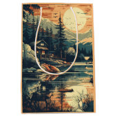 Scandinavische Retro Art berg huis Medium Cadeauzakje (Voorkant)