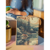 Scandinavische Retro Art berg huis Medium Cadeauzakje