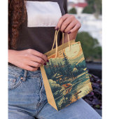 Scandinavische Retro Art berg huis Medium Cadeauzakje