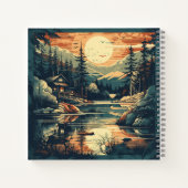 Scandinavische Retro Art berg huis Notitieboek (Achterkant)