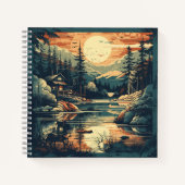 Scandinavische Retro Art berg huis Notitieboek (Voorkant)