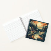 Scandinavische Retro Art berg huis Notitieboek (Binnen)