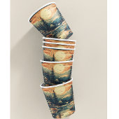 Scandinavische Retro Art berg huis Papieren Bekers