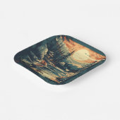 Scandinavische Retro Art berg huis Papieren Bordje (Gebogen)