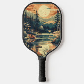 Scandinavische Retro Art berg huis Pickleball Paddle (Voorkant)