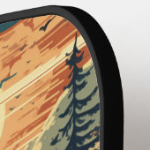 Scandinavische Retro Art berg huis Pickleball Paddle (Links Detail)