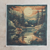 Scandinavische Retro Art berg huis Servet