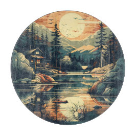 Scandinavische Retro Art berg huis Snijplank