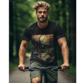 Scandinavische Retro Art berg huis T-shirt