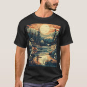Scandinavische Retro Art berg huis T-shirt (Voorkant)