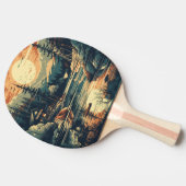 Scandinavische Retro Art berg huis Tafeltennisbatje (Zijkant)