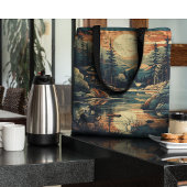 Scandinavische Retro Art berg huis Tote Bag