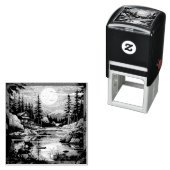 Scandinavische Retro Art berg huis Zelfinktende Stempel (In situ)