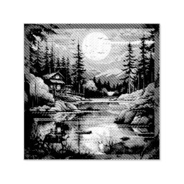 Scandinavische Retro Art berg huis Zelfinktende Stempel