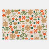 Scandinavische Retro-kerstpatronen rood-Oranje Inpakpapier Vel (Voorkant 3)