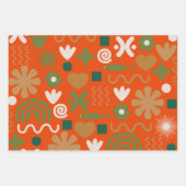 Scandinavische Retro-kerstpatronen rood-Oranje Inpakpapier Vel (Voorkant 2)