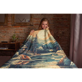 Scandinavische retro kunst berghuis fleece deken