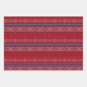 Scandinavische rode & blauwe winter trui patroon inpakpapier vel (Voorkant 2)
