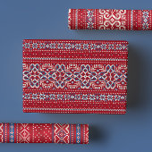 Scandinavische rode & blauwe winter trui patroon inpakpapier vel