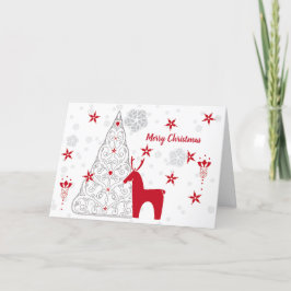 Scandinavische rode en witte folklaringen feestdagen kaart