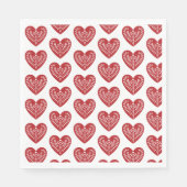 Scandinavische rode hart papieren servetten (Voorkant)