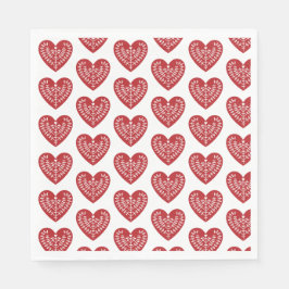 Scandinavische rode hart papieren servetten