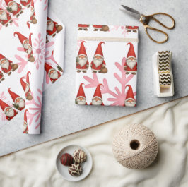 Scandinavische Rode Kabouter Kerst Cadeaupapier