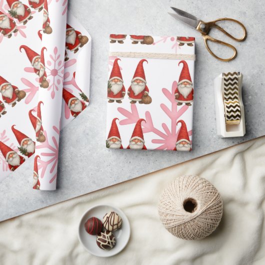 Scandinavische Rode Kabouter Kerst Cadeaupapier (Crafts)