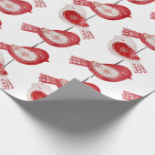 Scandinavische rode vogel cadeaupapier (Hoek)