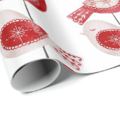 Scandinavische rode vogel cadeaupapier (Rol Hoek)