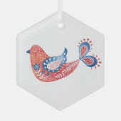 Scandinavische rode vogelgriep Kunstglas Ornament (Voorkant)