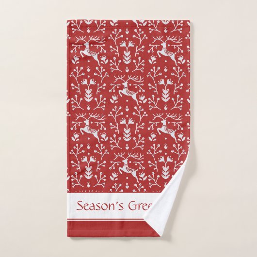 Scandinavische rode, witte rendierbeker met kerstm bad handdoek (Handdoek)