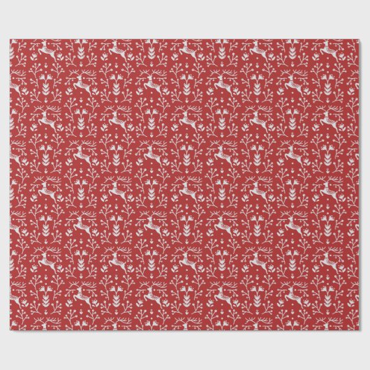 Scandinavische rode, witte rendierbeker met kerstm cadeaupapier (Vlak)