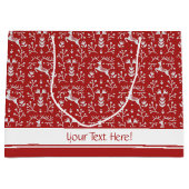 Scandinavische rode, witte rendierbeker met kerstm groot cadeauzakje (Voorkant)