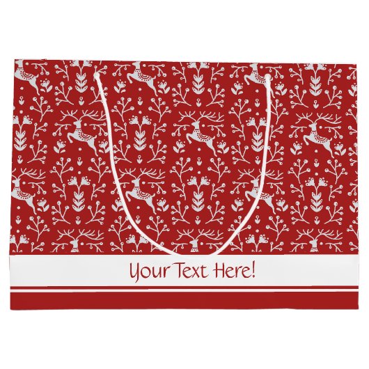 Scandinavische rode, witte rendierbeker met kerstm groot cadeauzakje (Achterkant)