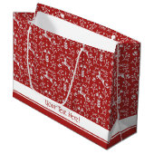 Scandinavische rode, witte rendierbeker met kerstm groot cadeauzakje (Voorkant Gekanteld)