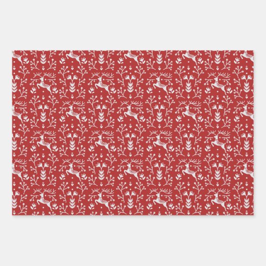 Scandinavische rode, witte rendierbeker met kerstm inpakpapier vel (Voorkant 2)