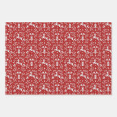 Scandinavische rode, witte rendierbeker met kerstm inpakpapier vel (Voorkant)