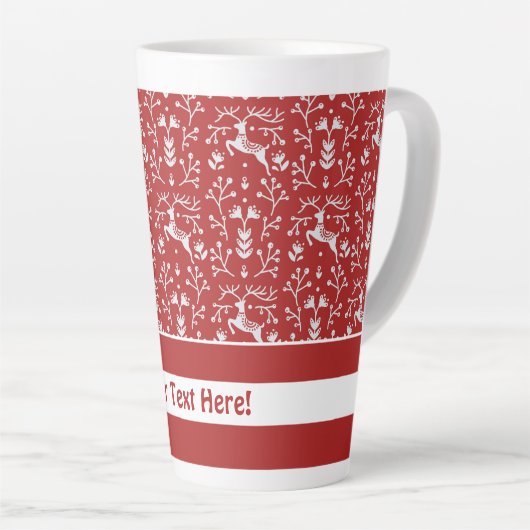 Scandinavische rode, witte rendierbeker met kerstm latte mok (Rechterhoek)