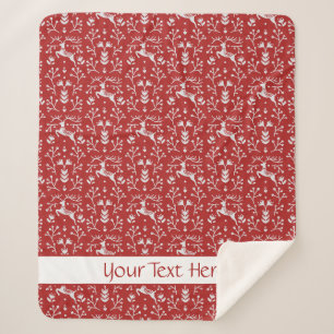 Scandinavische rode, witte rendierbeker met kerstm sherpa deken