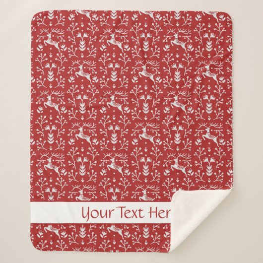 Scandinavische rode, witte rendierbeker met kerstm sherpa deken (Voorkant)