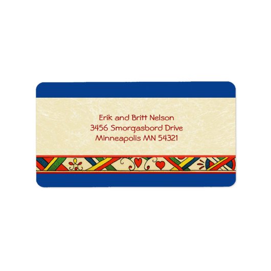 Scandinavische Rosemaling Folk Art Border Etiket (Voorkant)