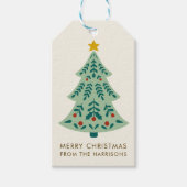 Scandinavische rustieke kerstboom cadeaulabel (Voorkant)